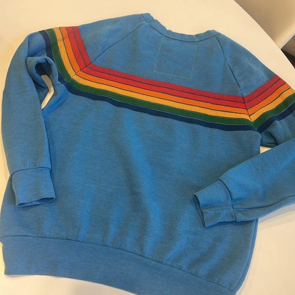 Super Rare Blue Aviator Nation Rainbow Crewneck- SMALL - Picture 9 of 13
